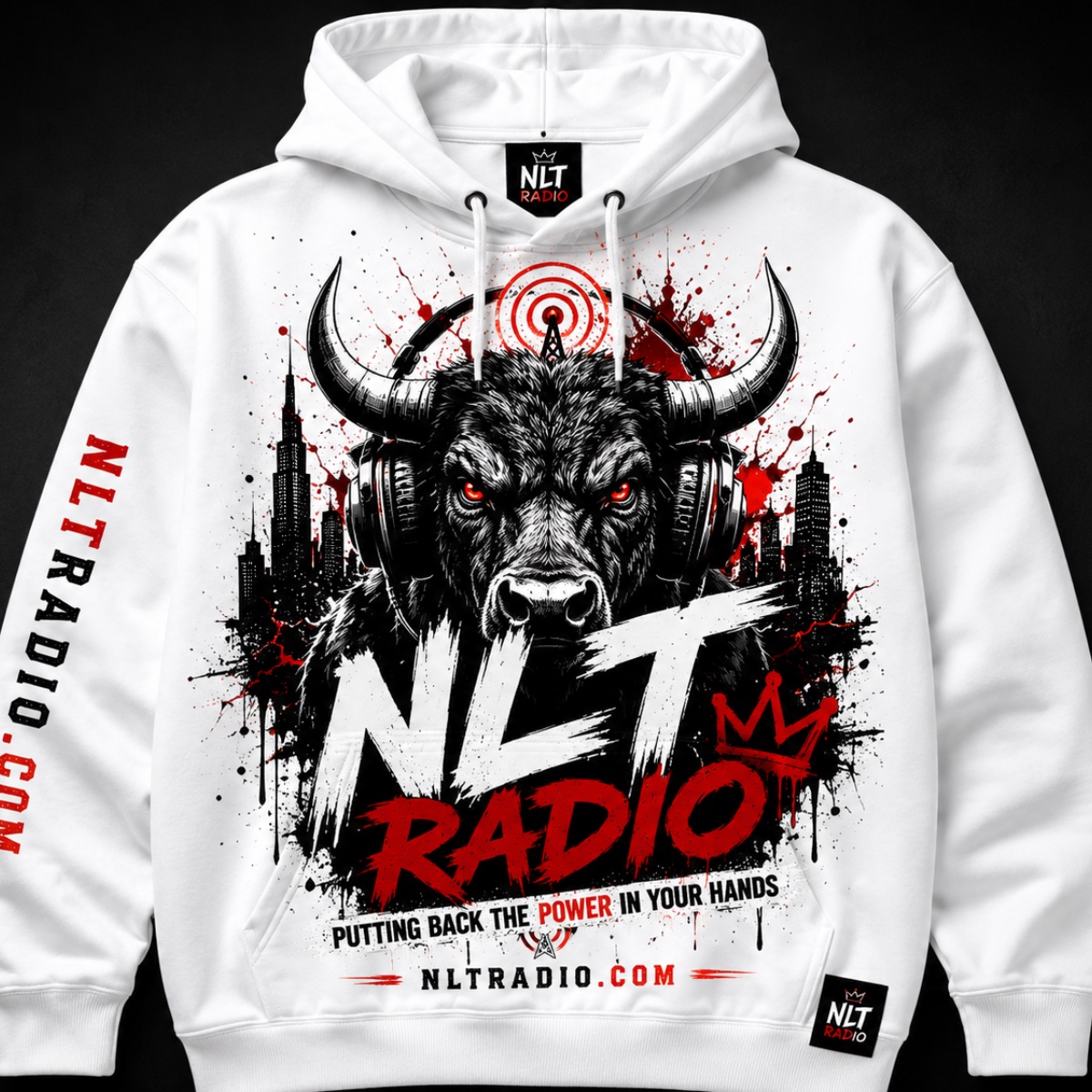 White NLT Bull Hoodie